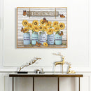 Full Cross Stitch 11CT Cotton Thread DIY Letter Flower Printed Embroidery K