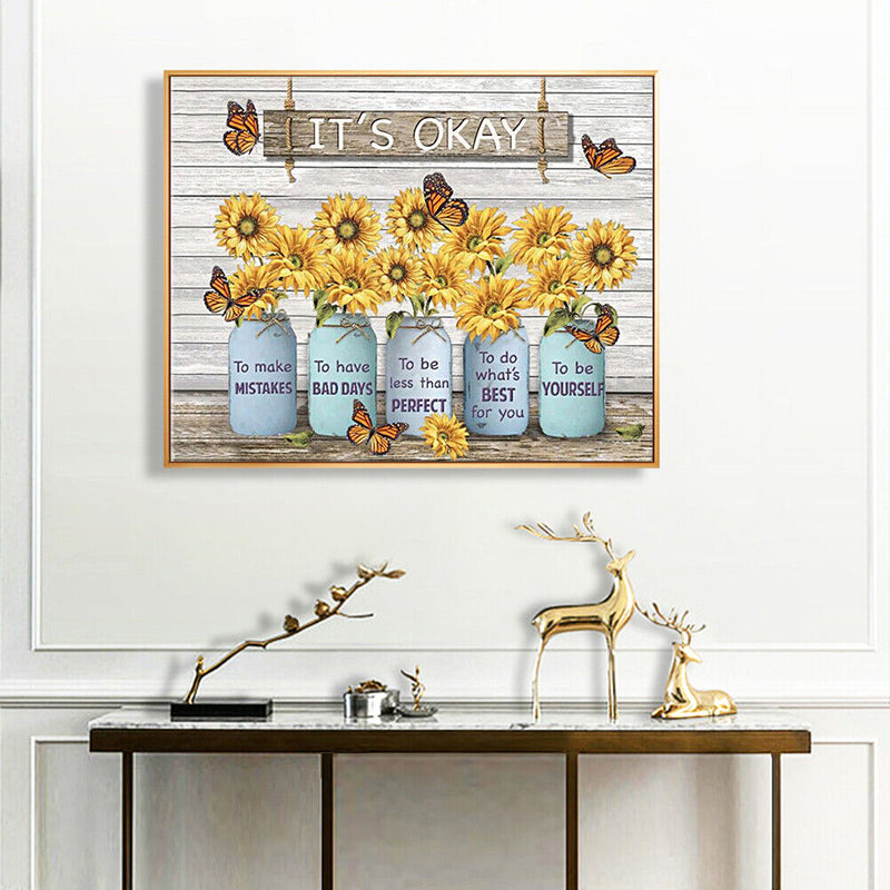 Full Cross Stitch 11CT Cotton Thread DIY Letter Flower Printed Embroidery K