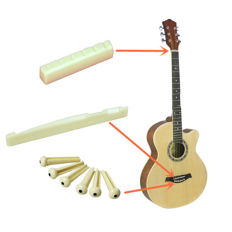 Easy To Install Plastic Acoustic Guitar Parts Bridge Pins & Nut & Saddle