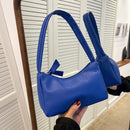 Retro Women Shoulder Bags Female PU Leather Underarm Totes Handbag (Blue)