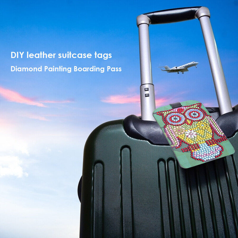 DIY Special Shaped Diamond Painting Bird Design Leather Boarding Pass Craft