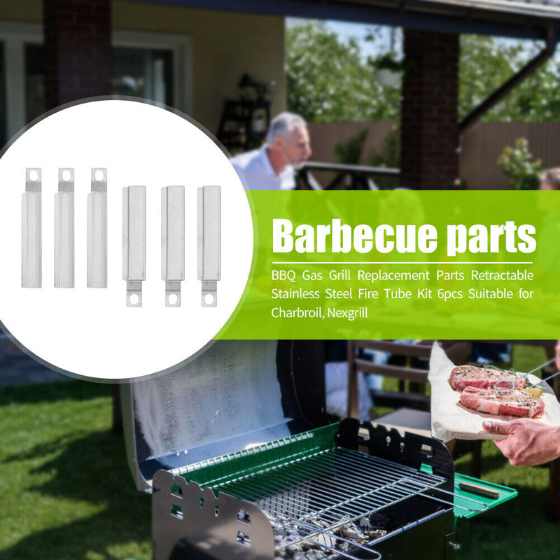 6 Sets Retractable Stainless Steel Grill Crossover Tube for Charbroil Nexgrill