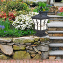 LED Solar Retro Lantern Pillar Light Outdoor Column Lamp Garden Fence Decor