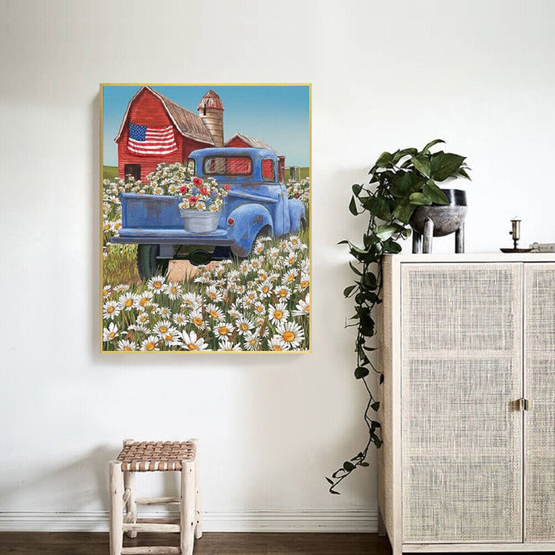 Car in Flower Oil Paint By Numbers Kits Canvas Picture DIY Wall Art Craft Color