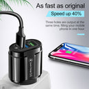EU Plug 3 Port USB Charger QC3.0 Wall Phone Fast Charging Adapter (Black)
