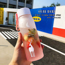 500ml Sports Water Bottle Gradient Frosted Portable Drinking Cup (Pink) Newly
