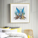 14CT Counted Full Cross Stitch DIY Cartoon Dragon Hand Paint Room Decor 40x40cm