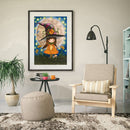 Bedroom Canvas Picture Mosaic Full Round Craft Little Witch Cat Diamond Painting