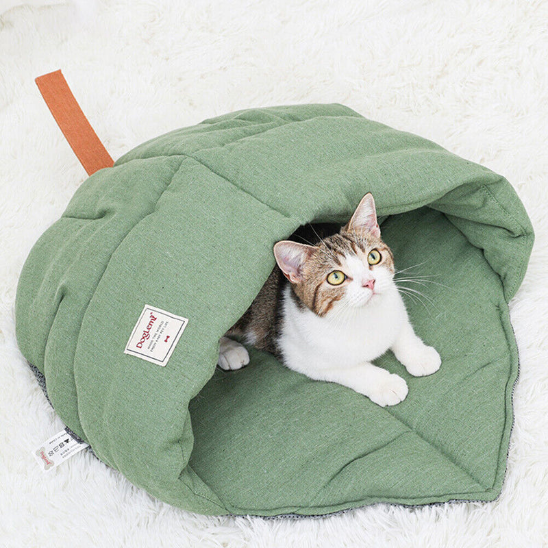 Cute Cat Tent Triangle Warm with Handle Removable Cave for Small Medium Pet