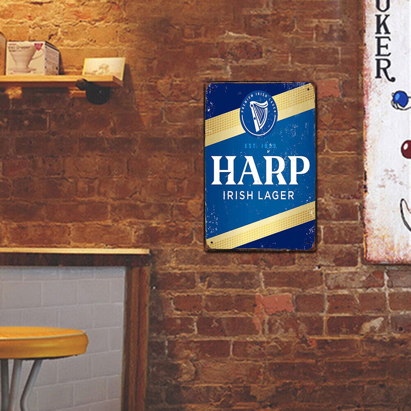 Retro Musical Harp Metal Plate Painting for Bar Pub Tin Plaques Wall Sign