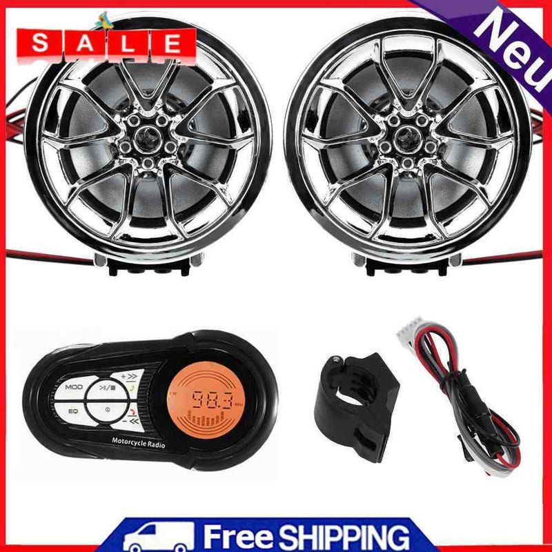 12V Motorcycle Bluetooth Handsfree Audio System FM Radio Amplifier Speaker