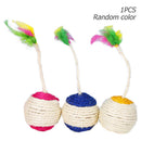 Cat Sisal Catch Ball Colorful Funny Feather for Kitten Playing Products Portable