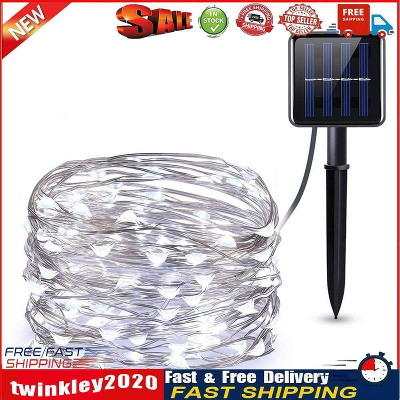 Solar String Lights Waterproof Copper Wire Fairy Lamp (Cold White 200LED) Newly