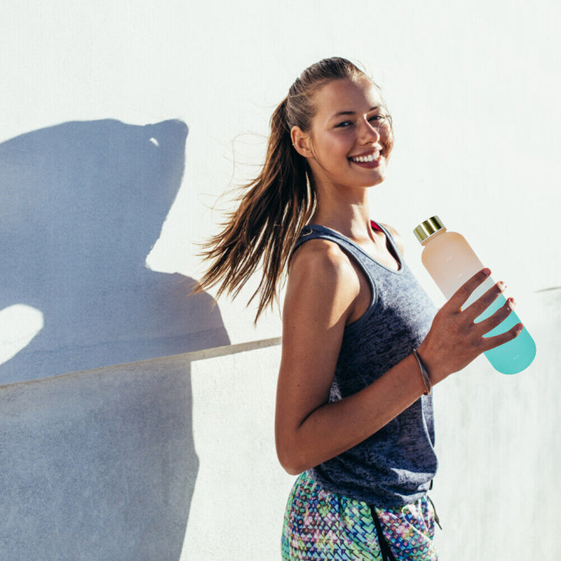 1000ml Water Bottle Frosted Outdoor Sports Drinking Kettle (Orange Green)