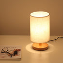 Bedside Table Lamp, Dimmable USB LED Light with Fabric Shade Wood Base (B) Newly