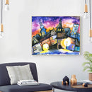 Village Night Drawing Frameless DIY Oil Paint by Number Canvas Decor (X954)