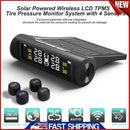 Solar Car TPMS LCD Auto Tire Tyre Pressure Monitoring System w/4 External Sensor