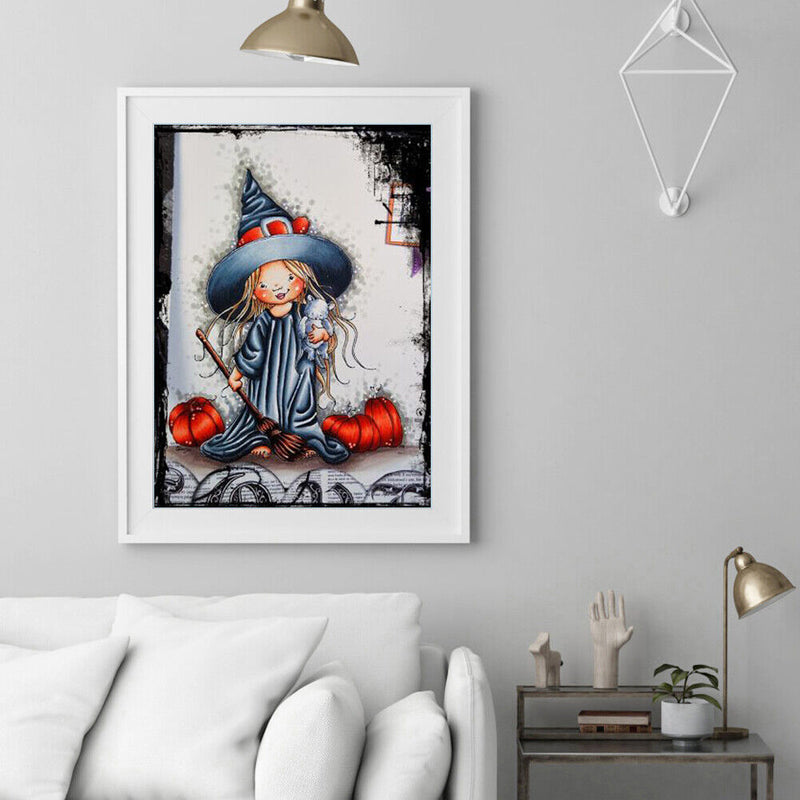 Art Hand Painted Oil Paint By Numbers Witch Digital Drawing On Canvas Home Decor