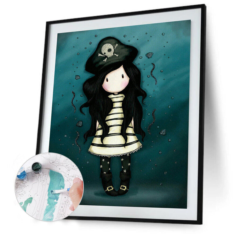 Oil Paint By Numbers Little Girl Coloring Picture Digital