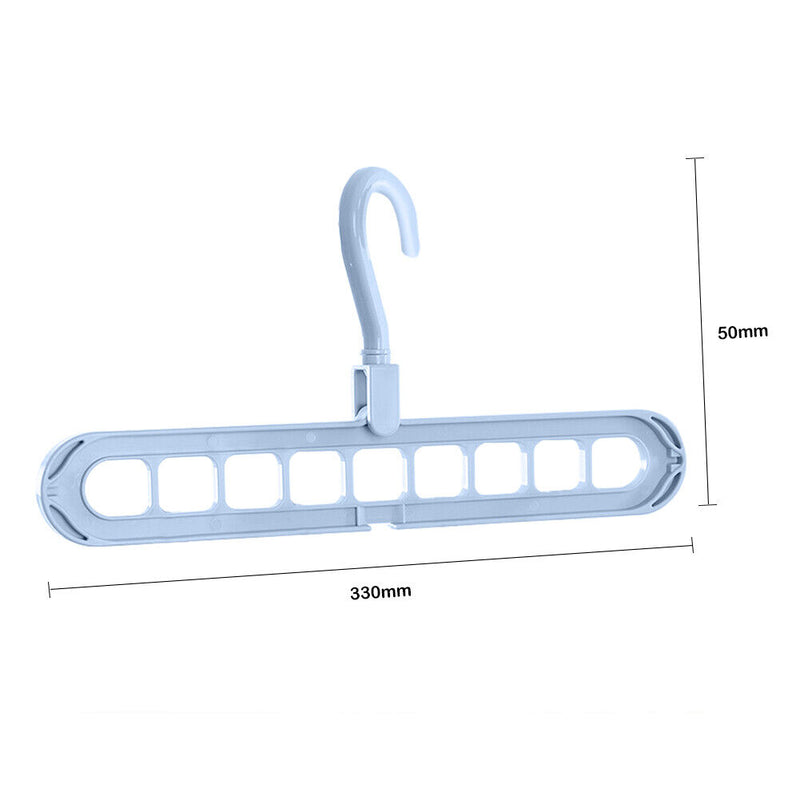 Clothes Wardrobe Hanger Hook Clothing Hanging Rack Shelf Organizer (Blue) Newly