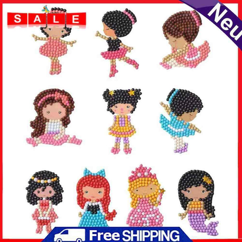 Girls Full Drills Round Diamond Painting Embroidery Double Side Stickers Cartoon