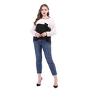 Plus Size Splicing Color Tops Women Long Sleeve T-shirts Round Neck Chiffon Tees