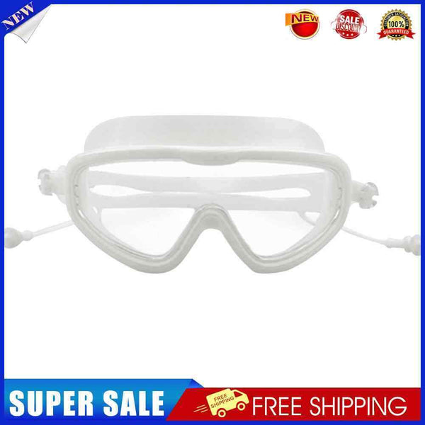 Swimming Goggles with Earplugs Waterproof Adults Diving Eyewear (White)2x