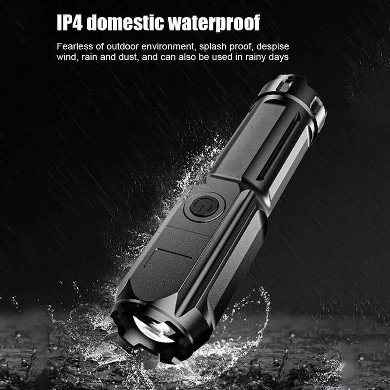 XPE LED Portable Plastic USB Rechargeable Flashlight for Outdoor Hiking Camping