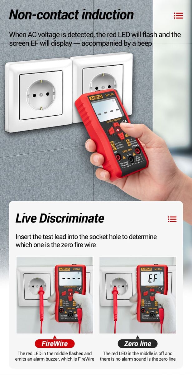 Digital Display True RMS Current Voltage Tester Digital Mini Smart Multimeter