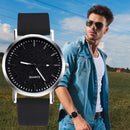 Simple Stylish Women Watch Leather Strap Drill Quartz Wristwatch (Black)