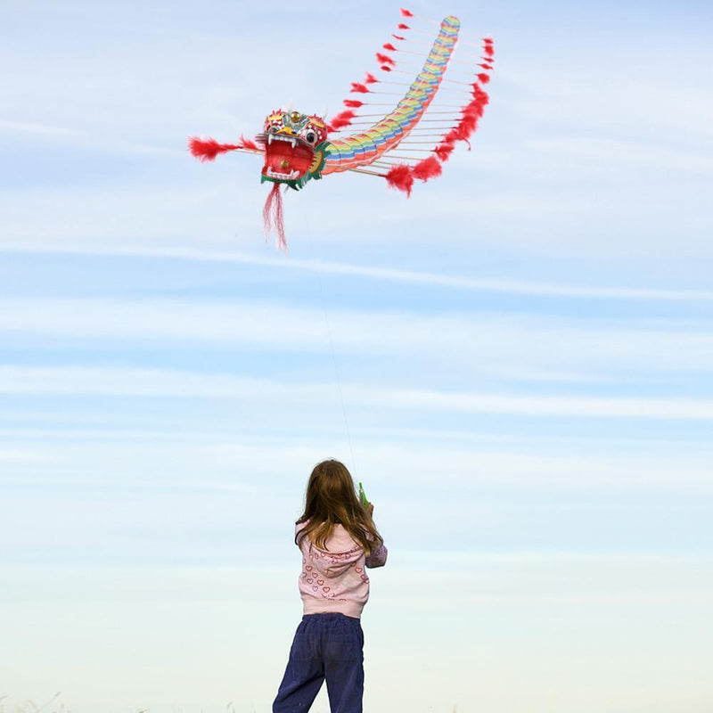 Chinese Traditional Dragon Kite Plastic Foldable Children Outdoors Toys