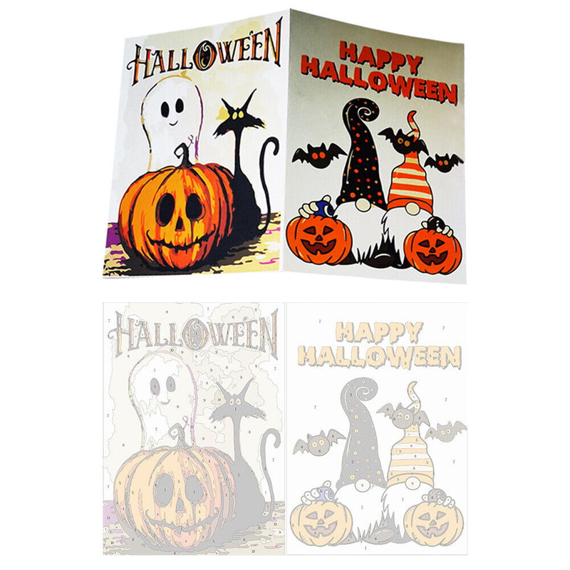 DIY Halloween Greeting Card Paint by Numbers Drawing Pictures Festival Gifts