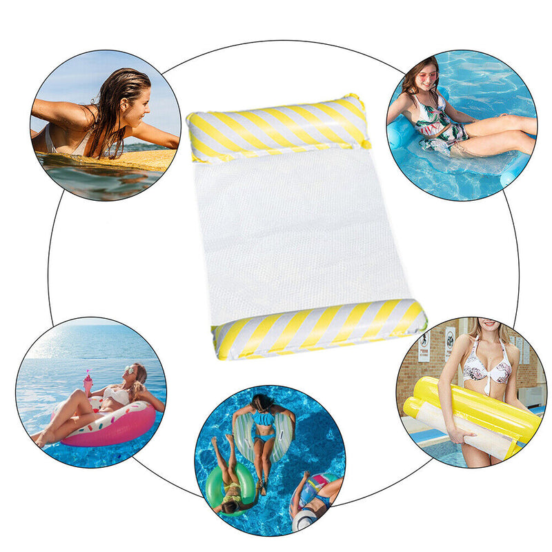 Floating Bed Inflatable Mattress Swimming Pool Beach Water Lounges (Yellow)