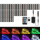 12pcs/set Motorcycle RGB LED Strip Kit RF Remote Control Underglow Lights Bar