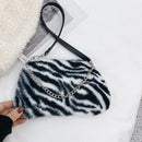 Retro Animal Chain Underarm Bags Purse Women Plush Top-handle Clutch (5)