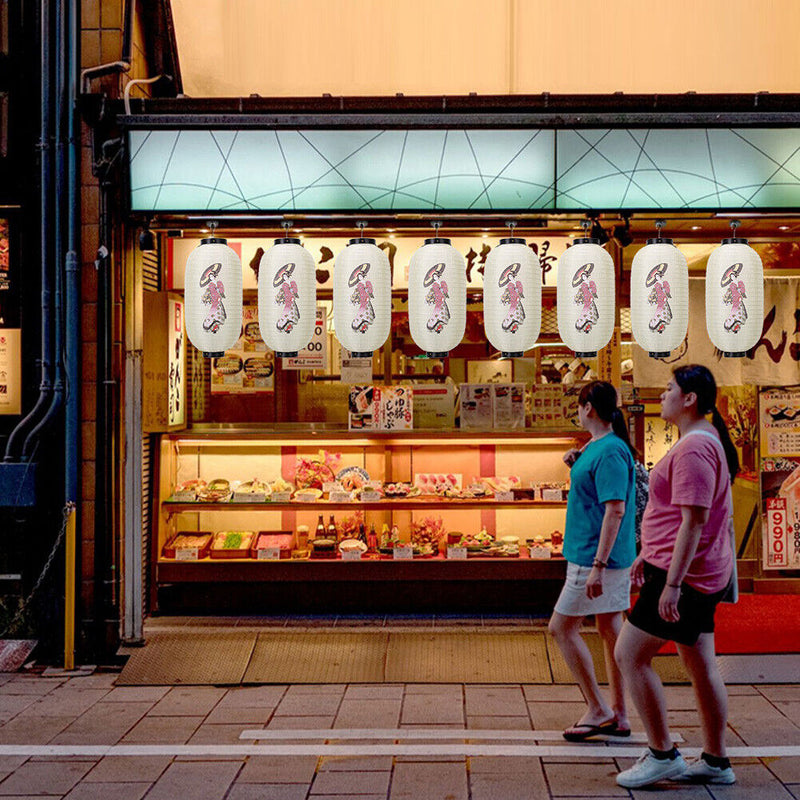 10 inch Lantern Fabric Japanese Style Printing Cloth for Sushi Restaurant D