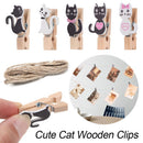 Cartoon DIY 10pcs/set Craft Photo Clips with Hemp Rope Wooden Clips Hanging