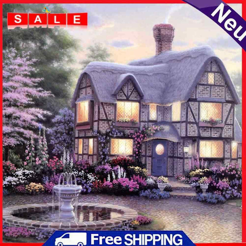 Newzeroin DIY 5D Diamond Painter Set, Complete Drill Lighting, Warm House, Kre