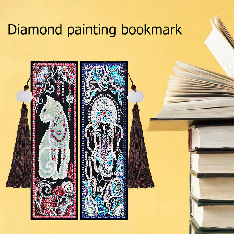 2x Diamond Painting Bookmark DIY Special Shaped Drill Animal Tassel Gift Crafts