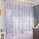 Chic Leaf Type Tulle Door Window Curtain Rural Leaf Design Curtain Purple