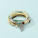 Women Bohemian Jewelry Multilayer Rice Bead Owl Layered Hand Chains Bracelet