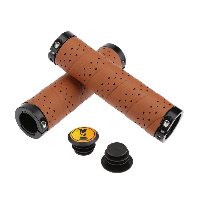 Broadroot Handlebar Grips for Bicycle Handlebars, 2-Piece, Non-Slip Leather Grips