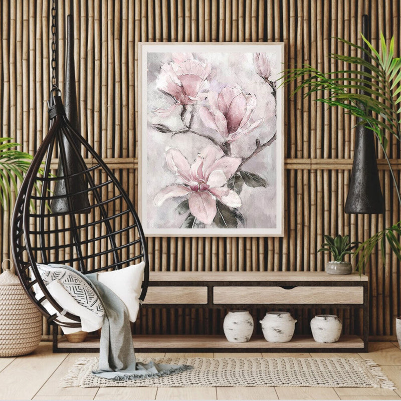 Pink Flower Oil Paint By Numbers Kits Canvas Picture Wall Art DIY Craft Coloring