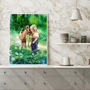 5D Round Diamond Painting Cross Stitch Donkey and Girl Full Drill Home Decor