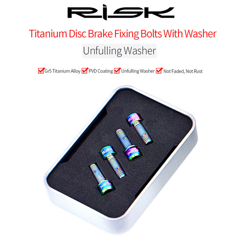 RISK 4pcs MTB Road Bike Disc Brake Clamp Crank Screws (Dazzling M6x18) Newly