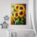 Painting By Numbers Kit DIY Sun Flowers Hand Painted Canvas Oil Art Picture