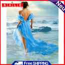DIY Printed Seaside Girl Cross Stitch Full Embroidery Canvas Home Wall Decor
