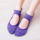 Women Yoga Socks Non-Slip Quick-Dry Backless Ballet Pilates Socks (Purple) Newly