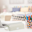Large Capacity Pencil Case Bags Zipper Solid Stationery Box (Light Grey)