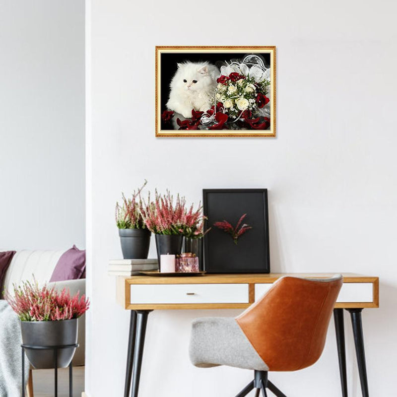 5D DIY Diamond Painting Cat Cross Stitch Embroidery Craft Kits Wall Art Set